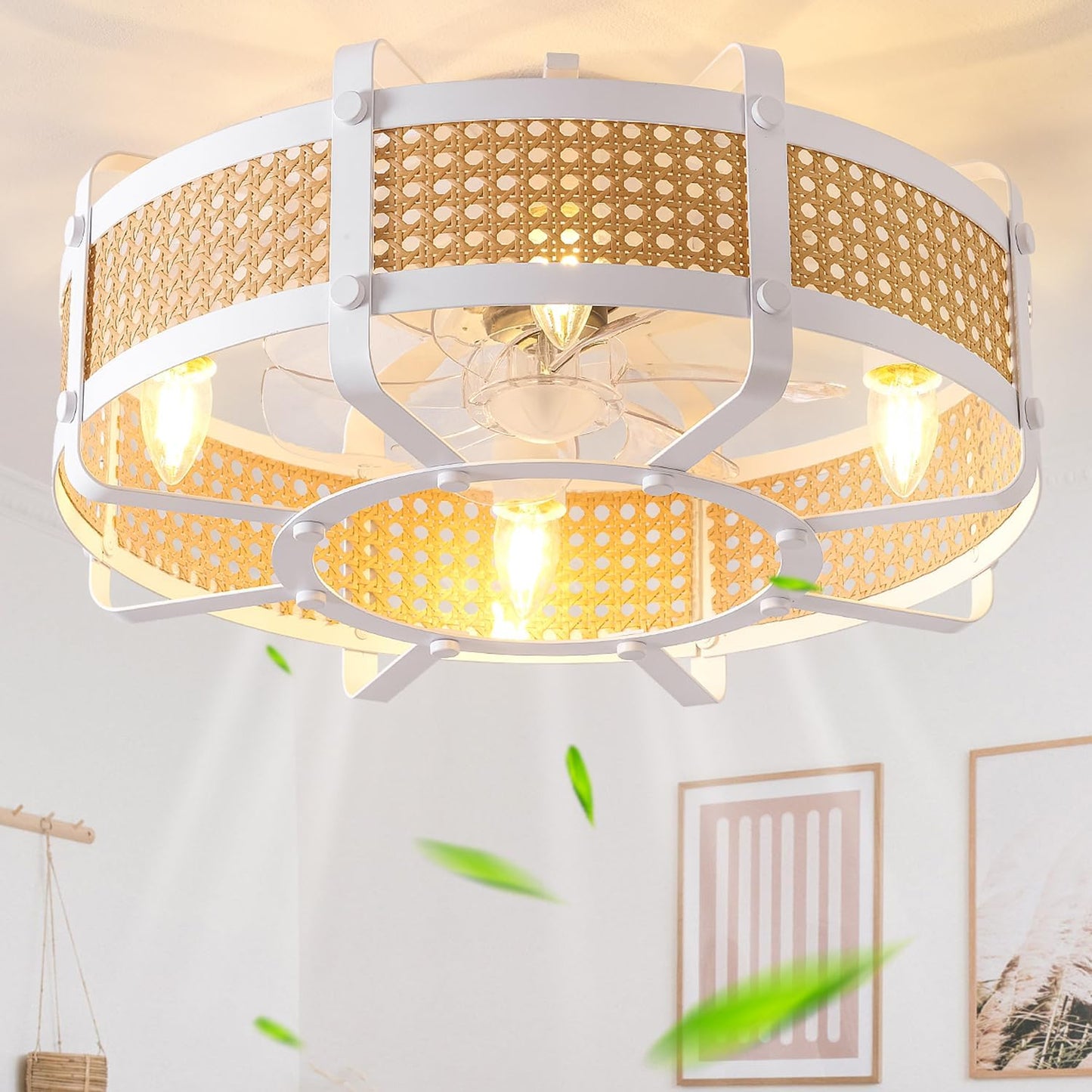 20in Caged Ceiling Fan with Lights for Boho Style Spaces
