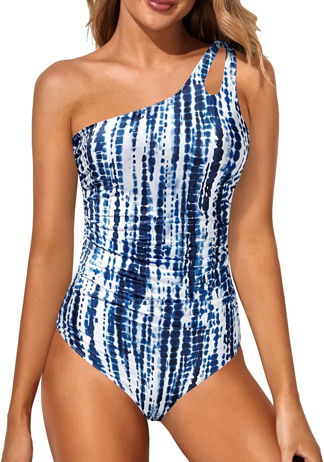 One Shoulder One Piece Swimsuit for Women with Tummy Control