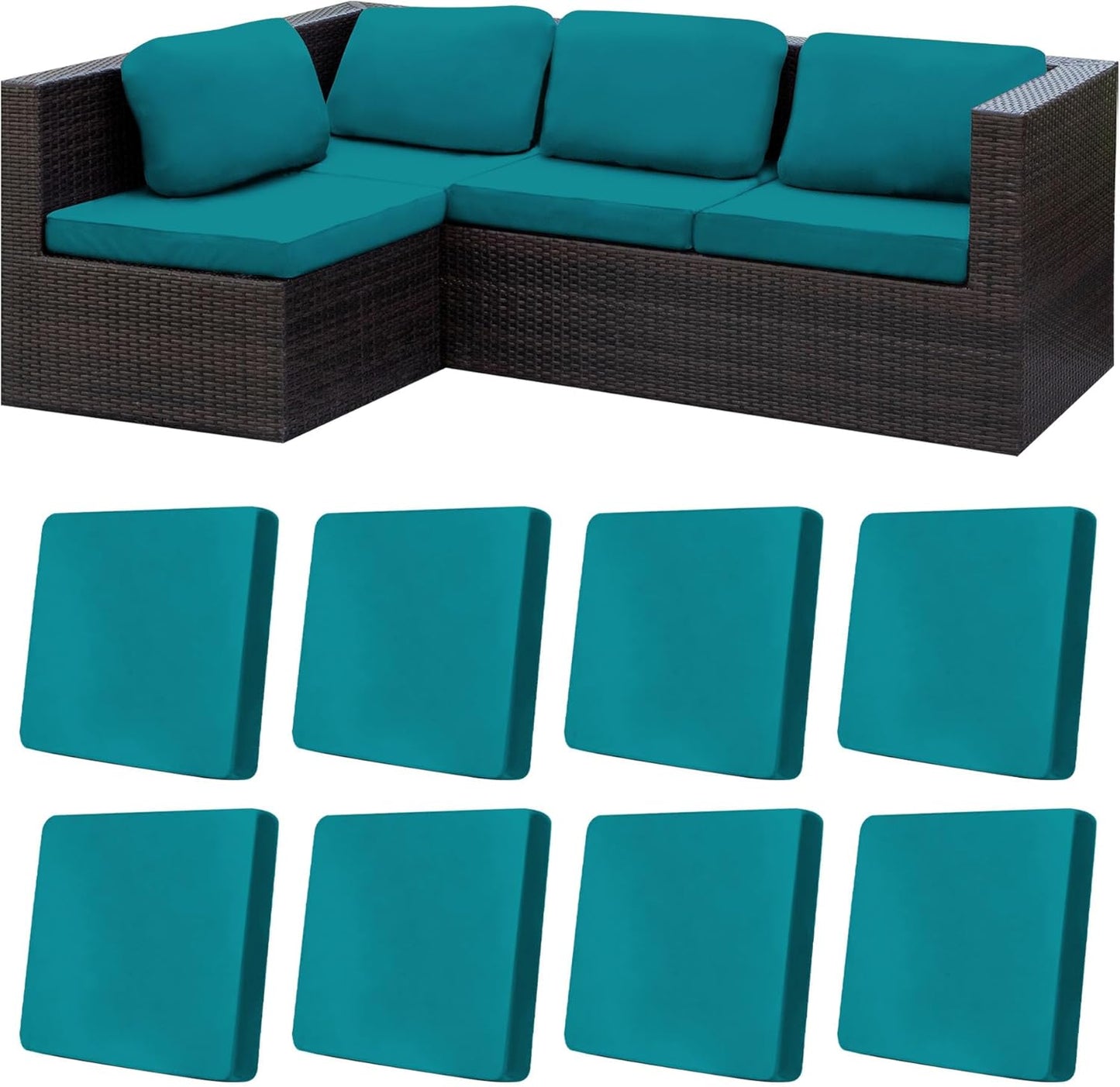 8Pcs Stretch Patio Cushion Covers for Outdoor Furniture Protection