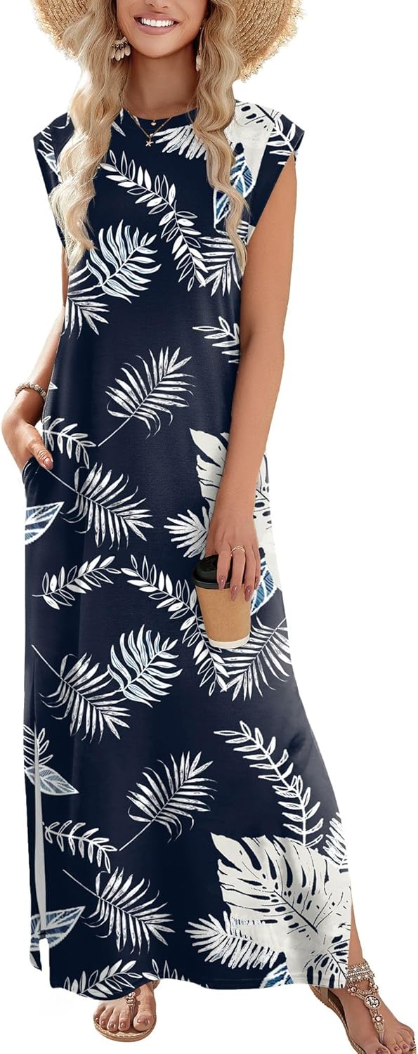 Zeagoo Floral Maxi Dress with Pockets - Perfect for Summer Vacays!