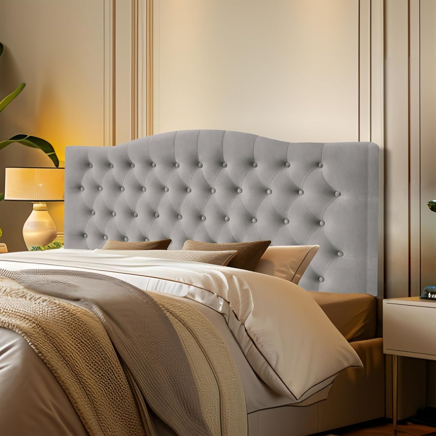Velvet Upholstered Headboard for Queen/Full Size Beds