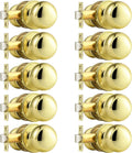 Probrico Passage Door Knobs Polished Brass 10 Pack - Classic Finish