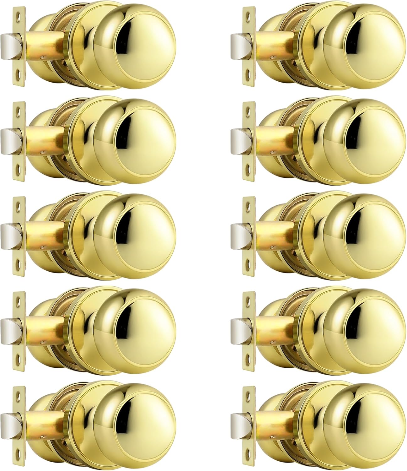 Probrico Passage Door Knobs Polished Brass for Interior Doors