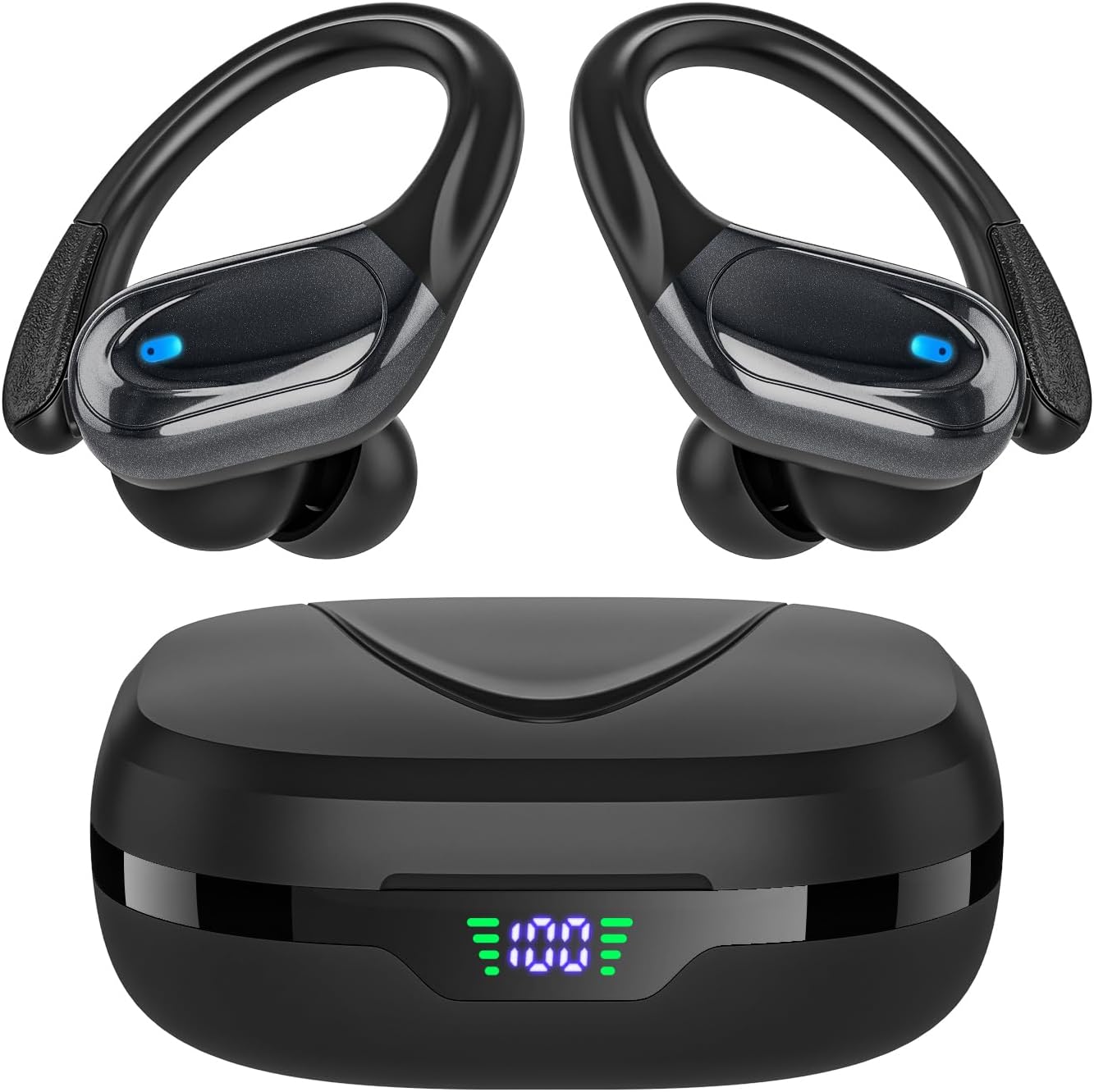 Catitru Bluetooth Earbuds: 80hrs Playback, Noise Canceling Mic, Ideal for Sports - Black