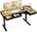 63 Inch L Shaped Electric Standing Desk with Drawers - Adjustable