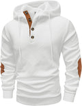 Mens Fashion Pullover Hoodies Long Sleeve Thermal Drawstring Button
