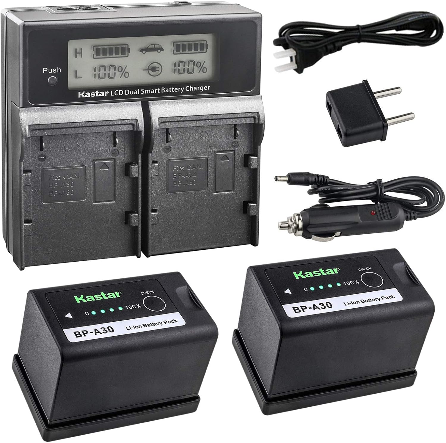 Kastar 2x BP-A30 Fully Decoded Battery & LCD Fast Charger