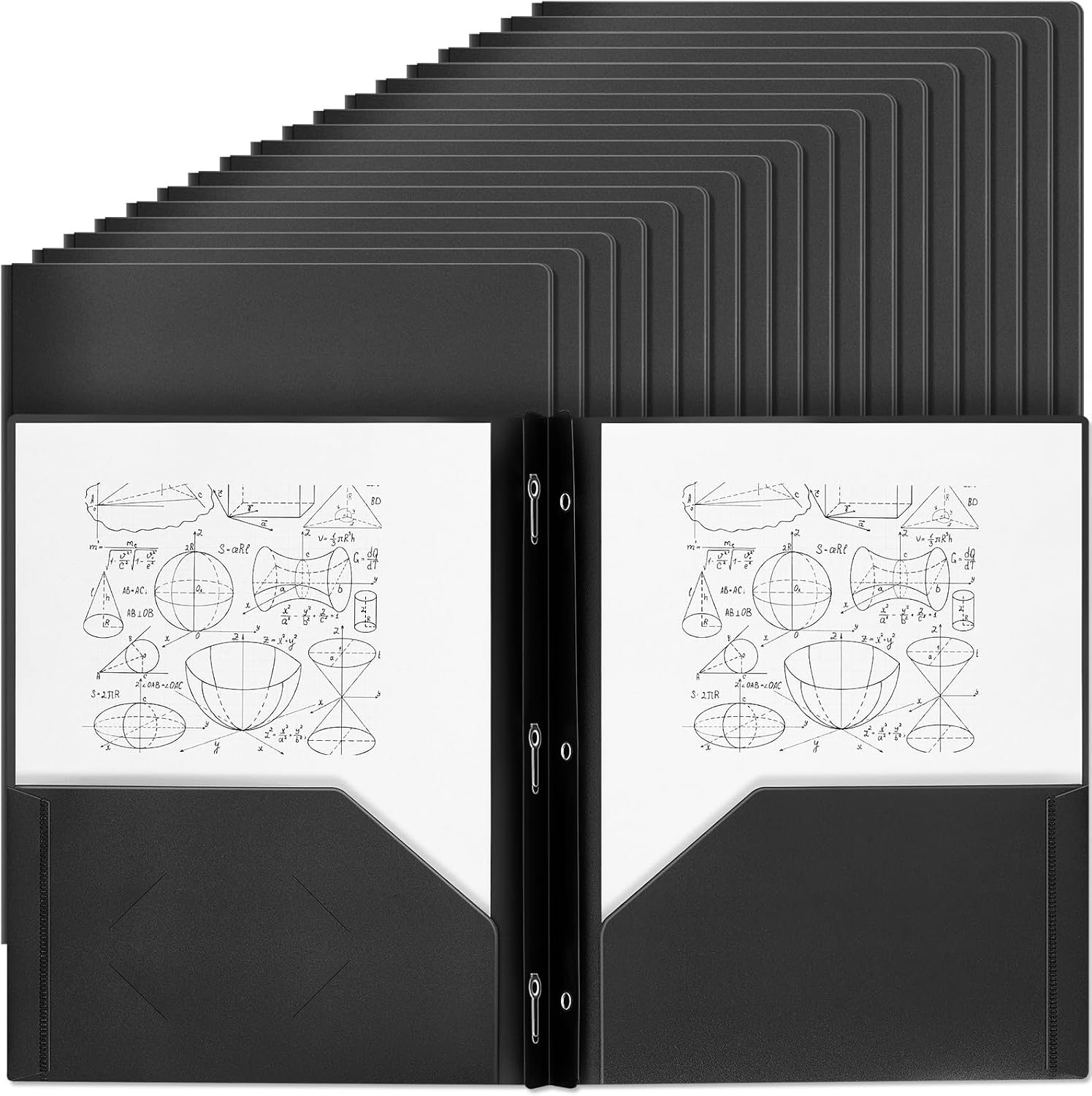 60 Pcs Plastic Folders with Pockets for Office and School Use