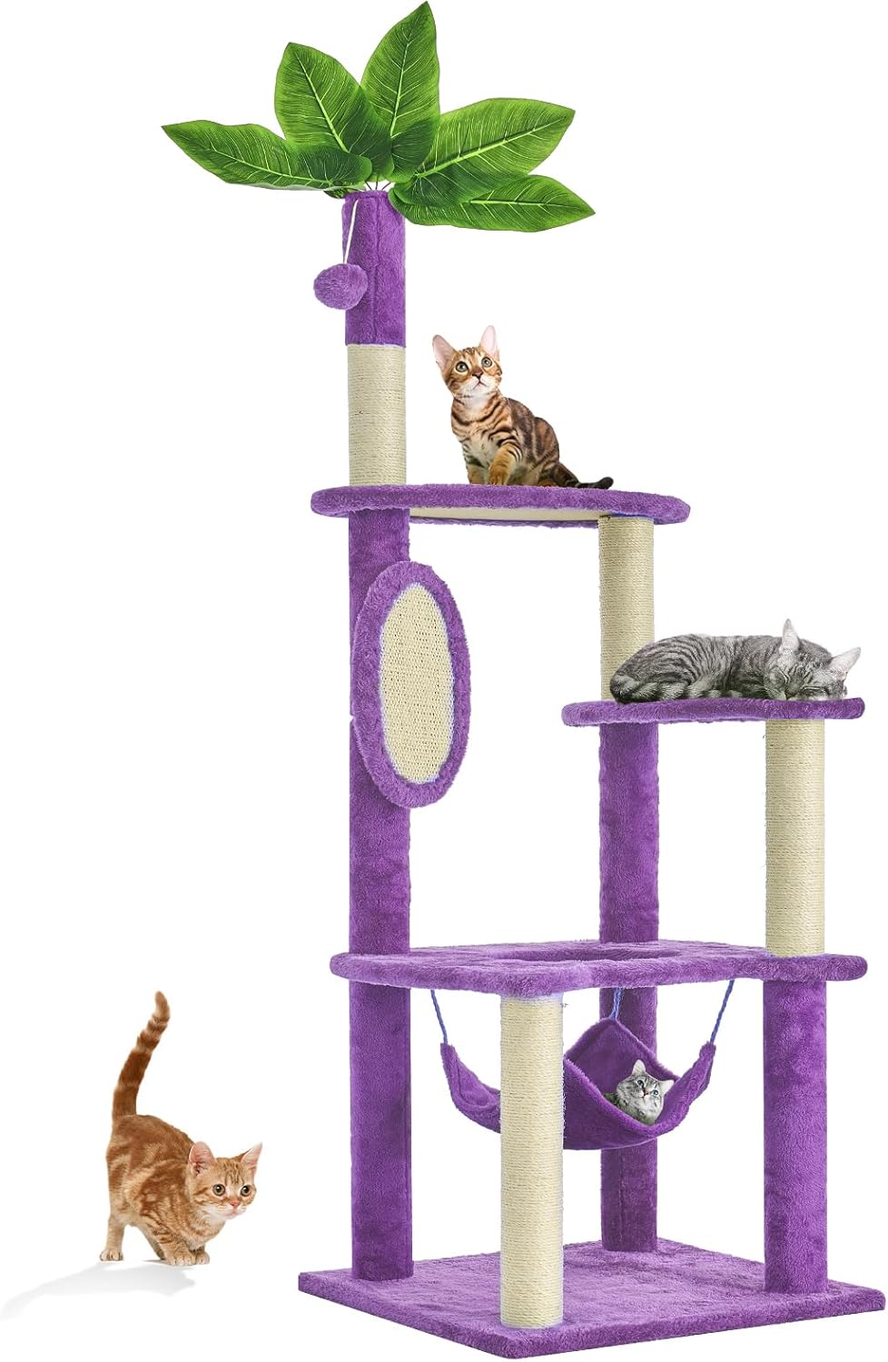55 Inch Large Cat Tree Tower with Hammock for Indoor Cats