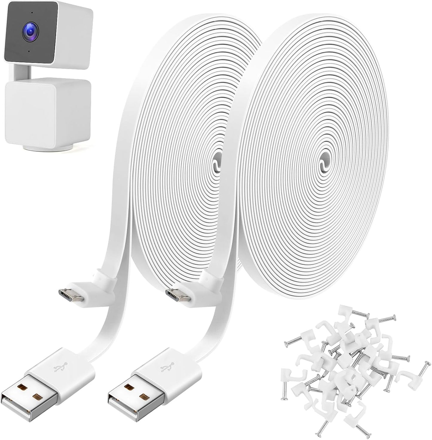 Extended Reach: 2-Pack 30FT Wyze Cam Pan V3 L-Shaped Power Cable Set