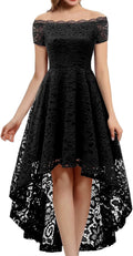 Women's Lace Off Shoulder Hi-Lo Cocktail Dress - Elegant Fit