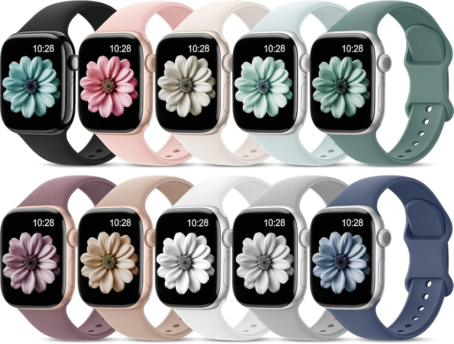 EOMTAM Silicone Apple Watch Bands 10-Pack - Waterproof and Ultra-Comfortable!