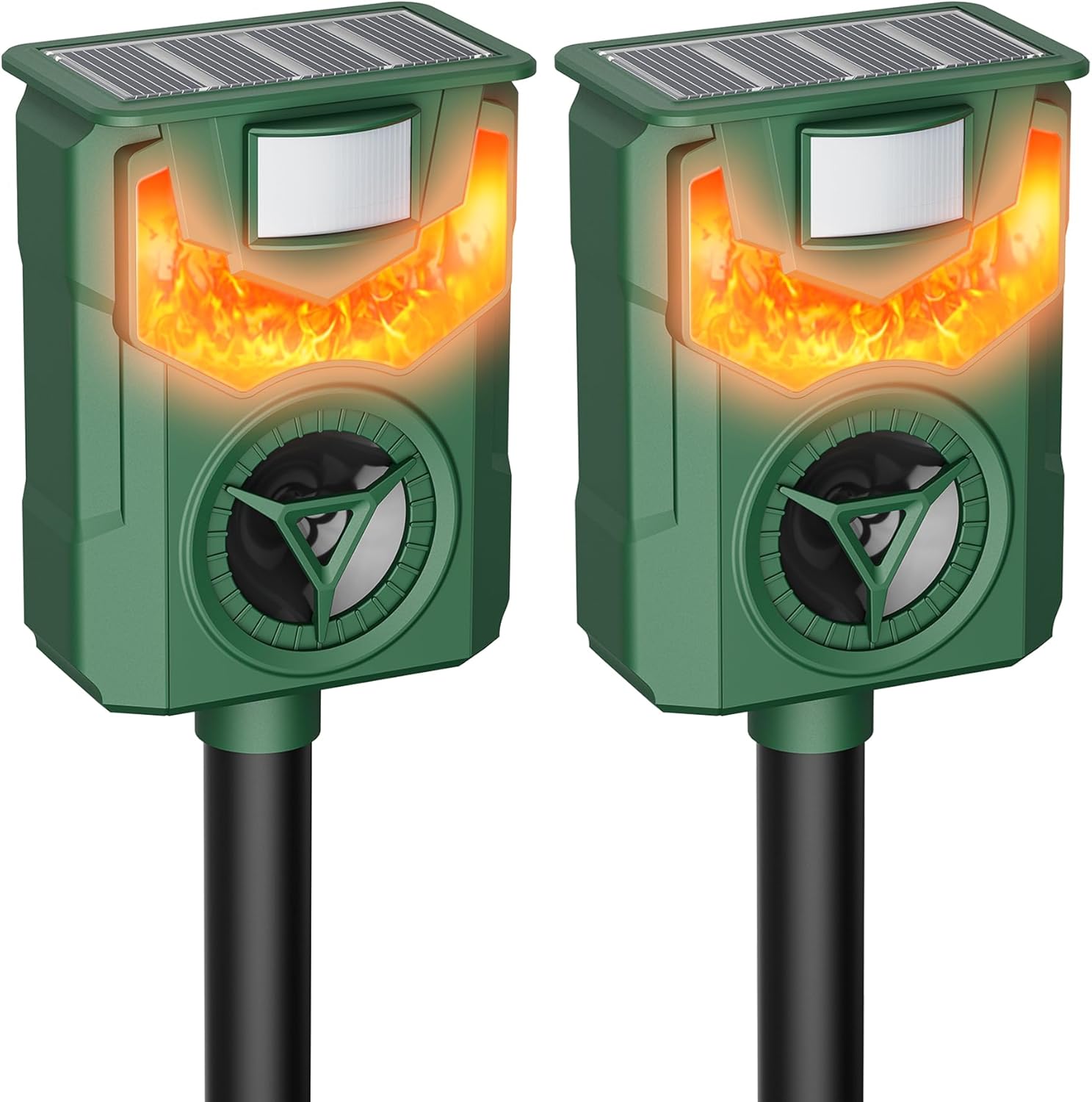 2 Pack Ultrasonic Animal Repellent with Solar Power for Yard