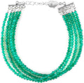 Natural Gemstone Layered Bracelet 5 Strand - Green Onyx Minimalist