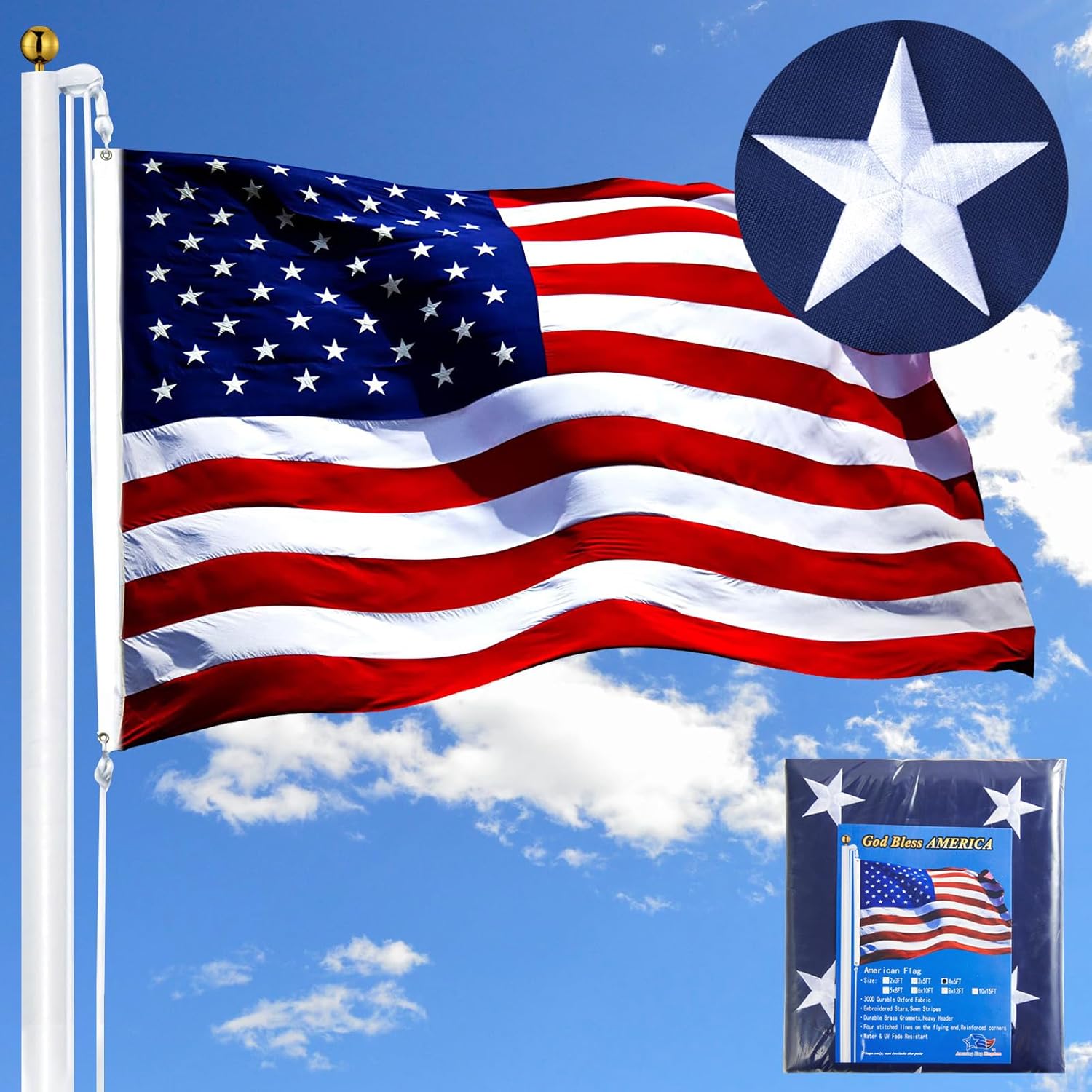 American Flag 5x8 Heavy Duty Reinforced Nylon for Outdoor Use