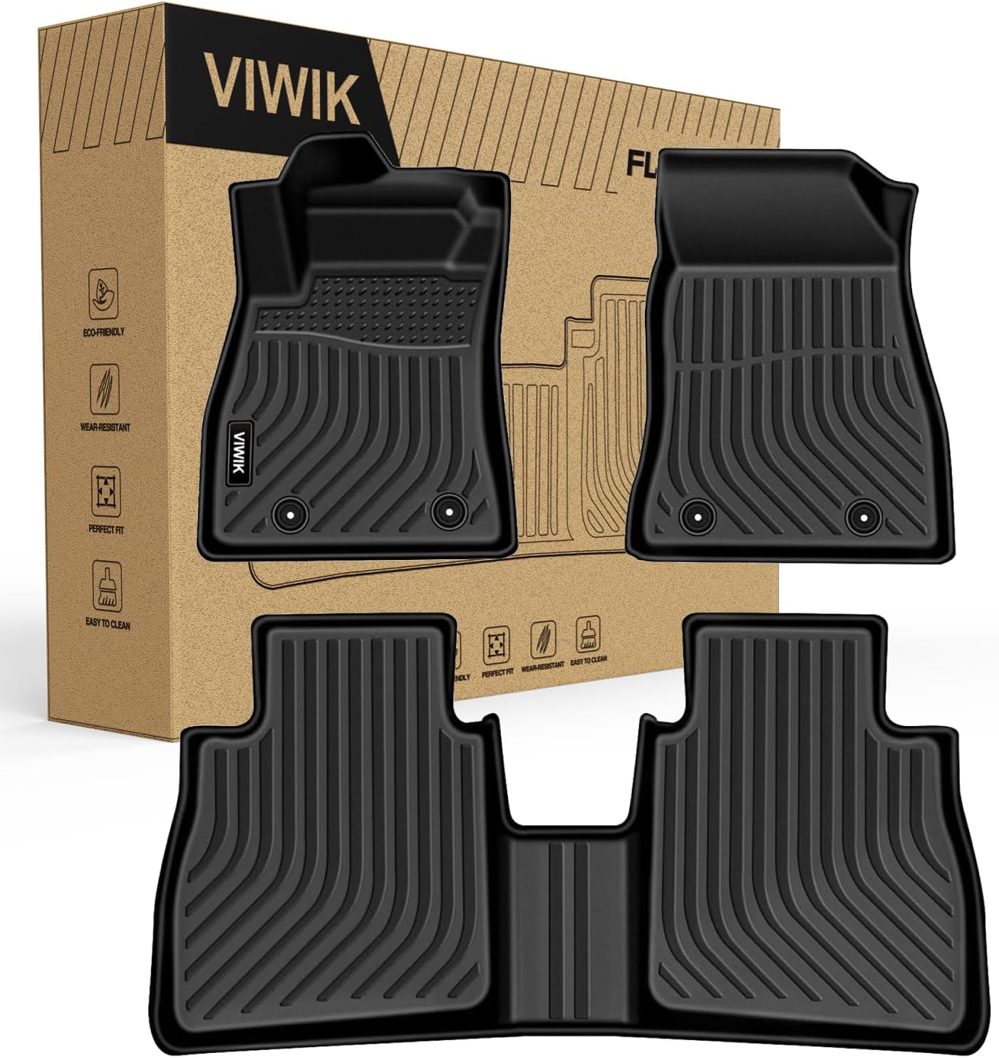 VIWIK Floor Mats for Nissan Sentra 2014-2019 - All Weather TPE