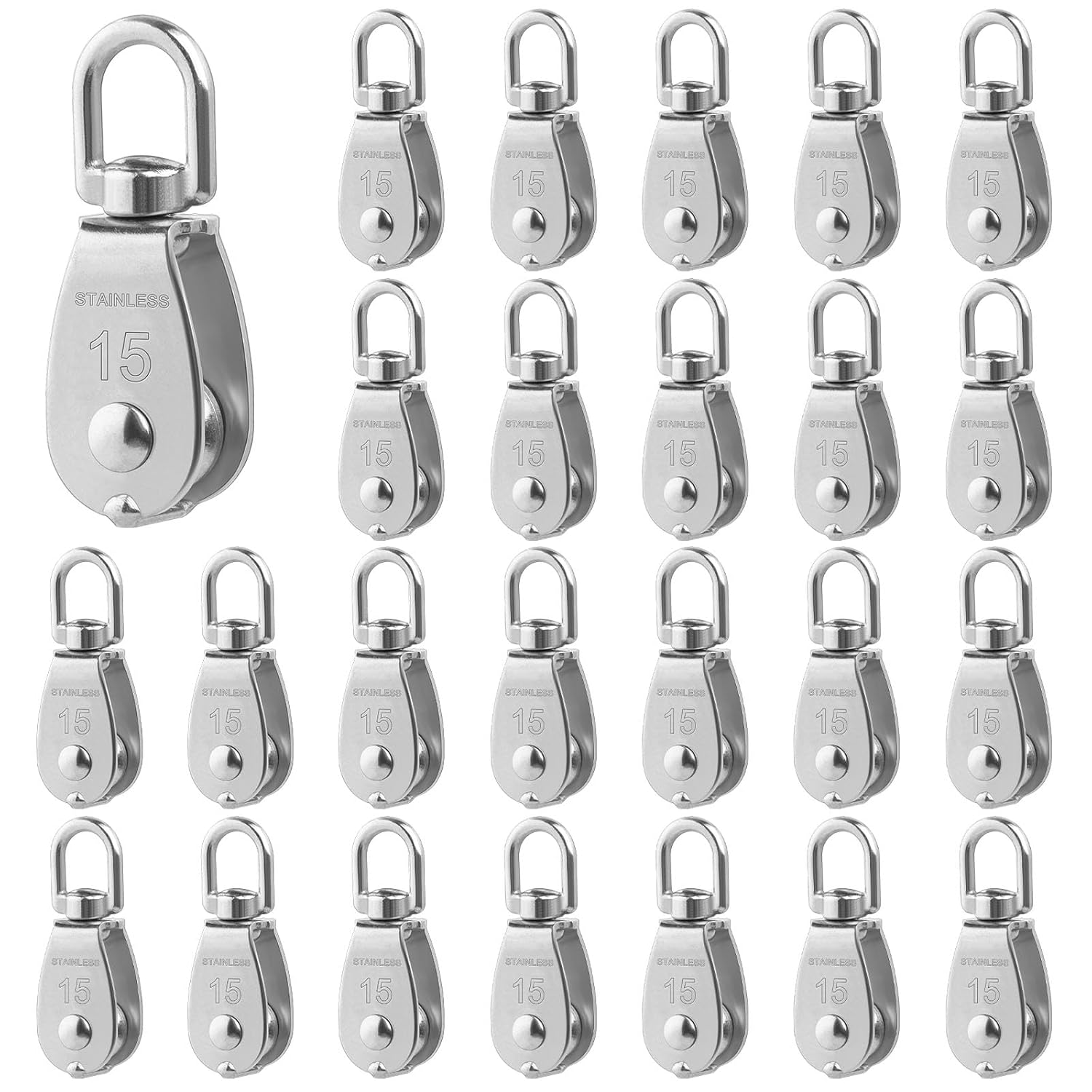 Rocaris 25 Pack M15 Lifting Single Pulley Block for Heavy Loads