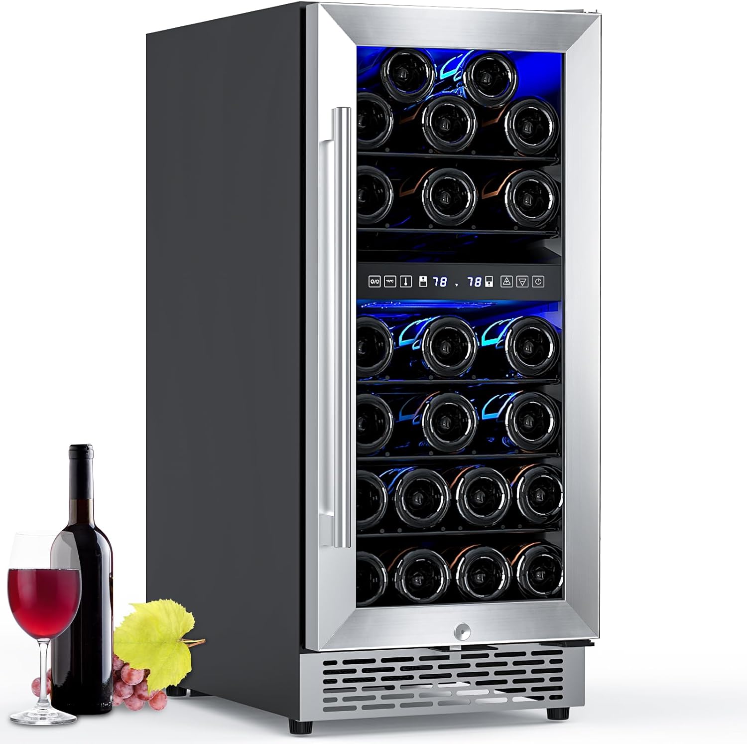 15 Undercounter Dual Zone Wine Cellar Mini Fridge for 28 Bottles