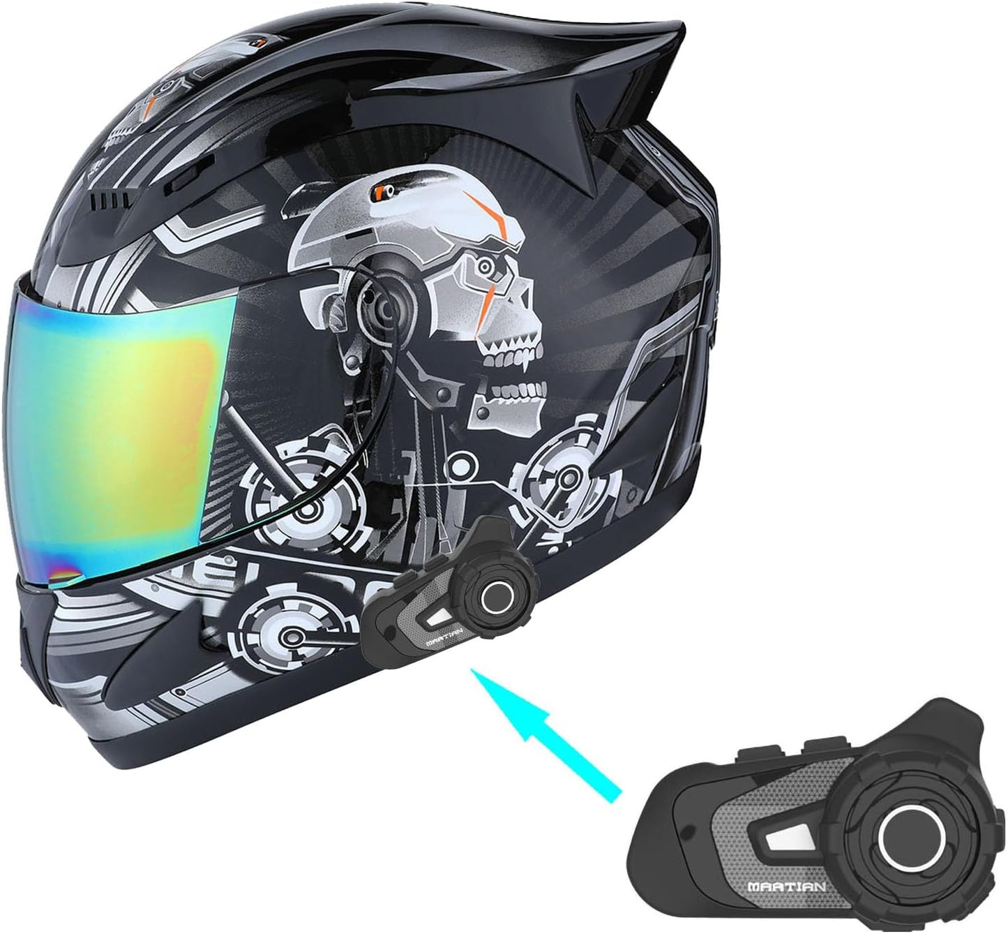 1STORM Motorcycle Full Face Helmet with Bluetooth Headset Bundle