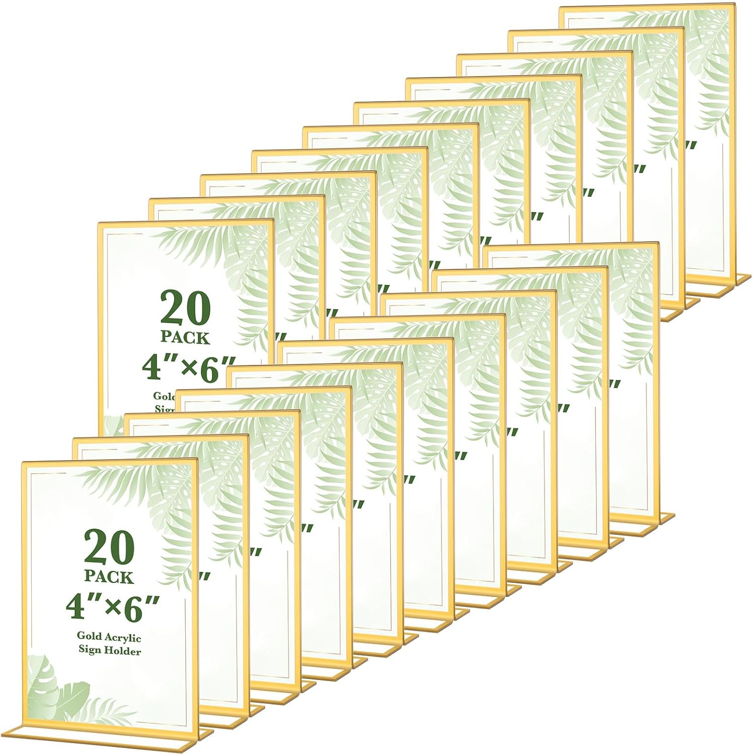20 Pack Gold Acrylic Sign Holders by Alffun for Events