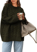 Oversized Cable Knit Crewneck Sweater - Cozy Casual Fall Layer