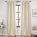 Back Tab Blackout Curtains 52 x 96 in Cream Beige - 2 Panels