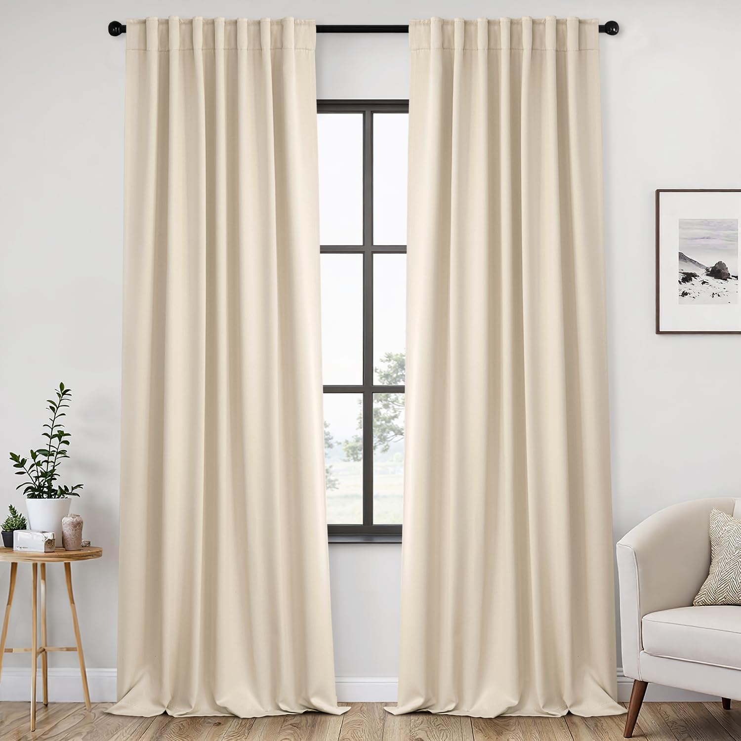 Back Tab Blackout Curtains for Bedroom and Living Room Decor