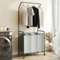 Rolling Laundry Basket Organizer with Hanging Clothes Rack - 3 Bag