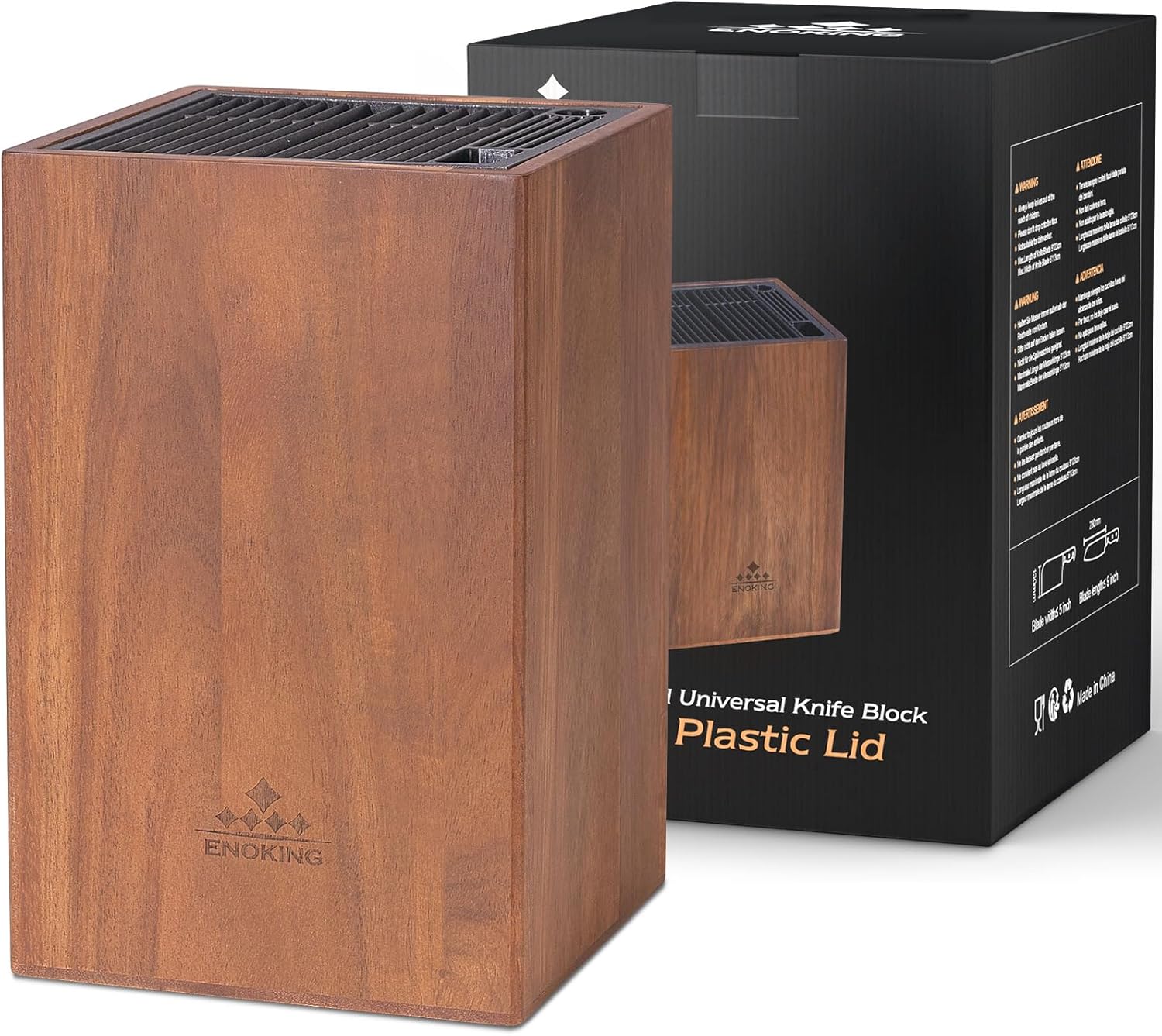 Acacia Wood Universal Knife Block for Organized Kitchen Storage