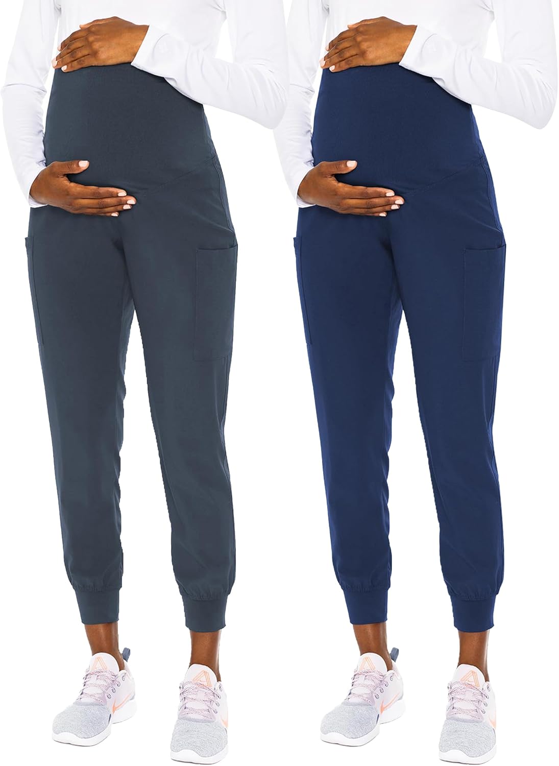 Maternity Jogger Scrub Pants with High Rise Waist and Pockets