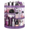 Awenia Makeup Organizer 360-Degree Rotating - Large Capacity Purple