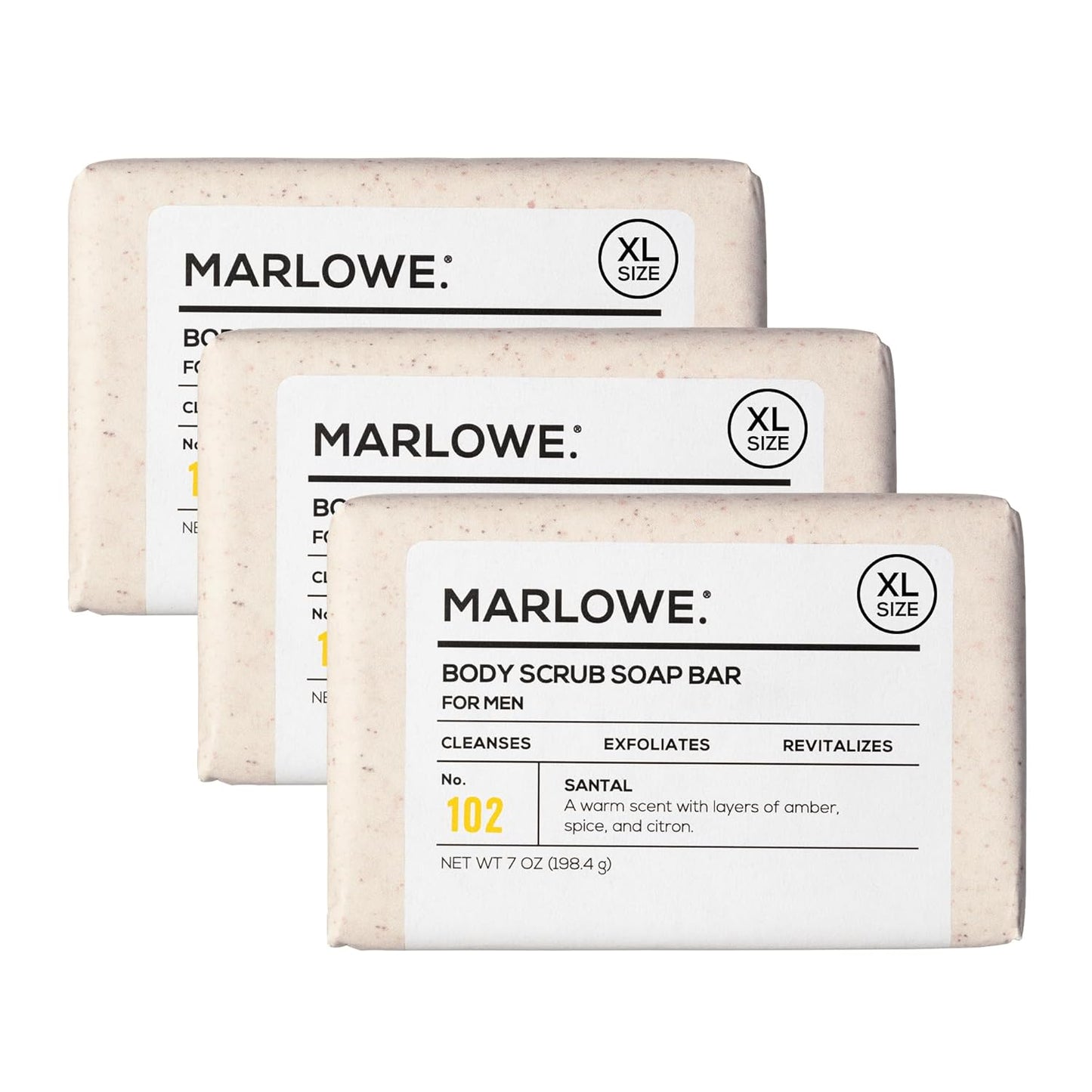 Marlowe No. 102 Body Scrub Soap Bar for Exfoliating Clean Skin