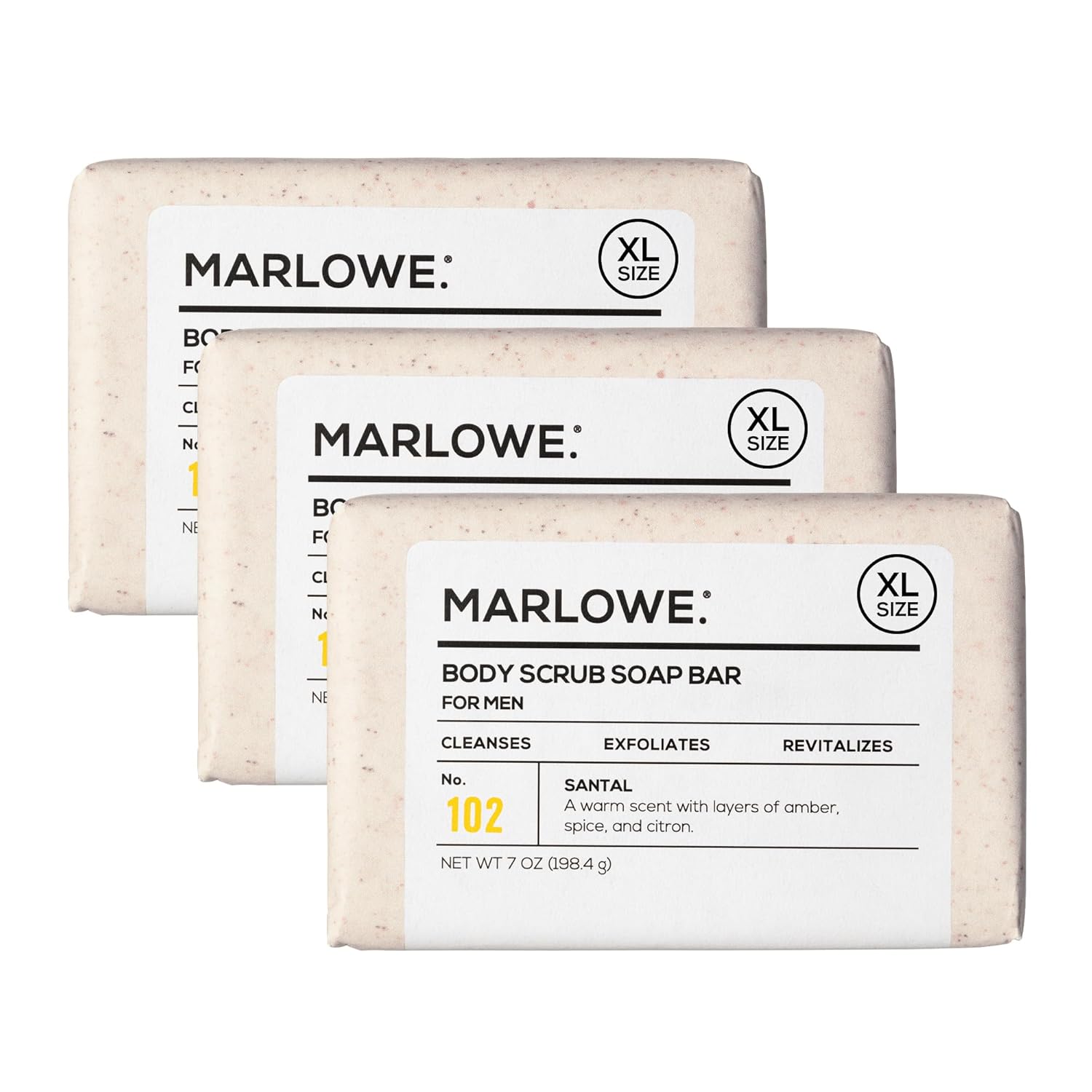 Marlowe No. 102 Body Scrub Soap Bar for Exfoliating Clean Skin