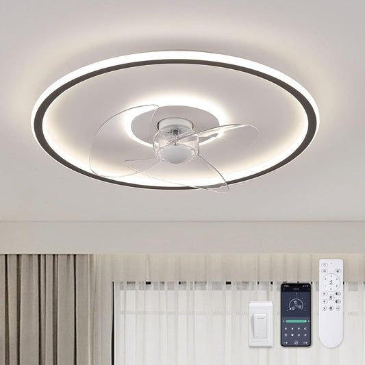 20in Flush Mount Ceiling Fan with Lights and Remote Control