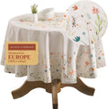 Round Cotton Tablecloth 63 in - Elegant European Watercolor Design