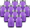 12 Pcs Purple Mason Jars for Canning and Decorative Use