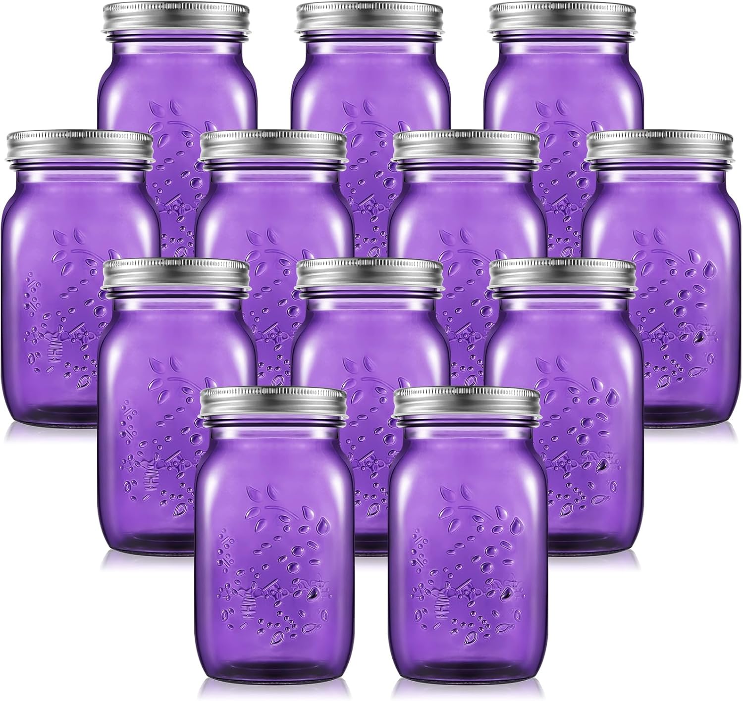 12 Pcs Purple Mason Jars for Canning and Decorative Use