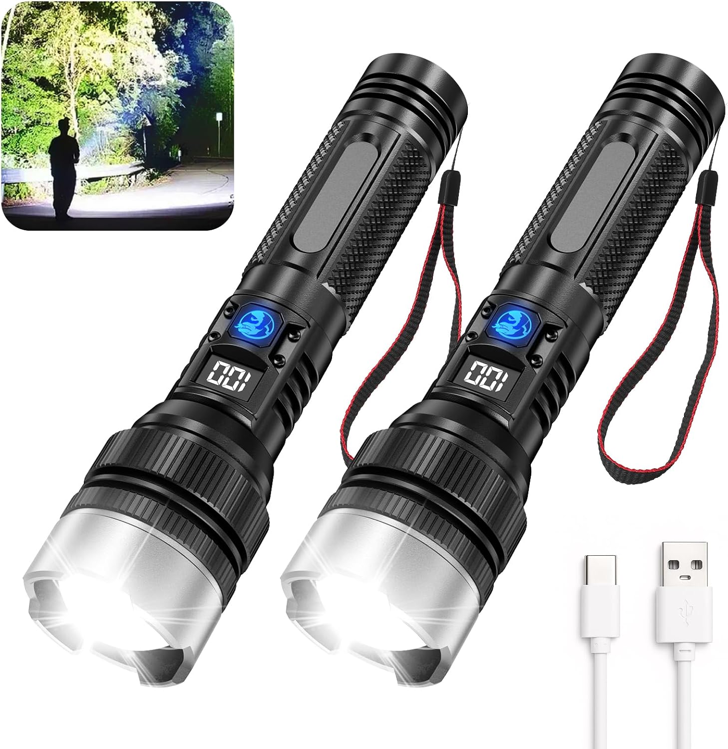 10000 Lumens Flashlight with Fast Charging & 16-Hour Runtime