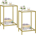 Modern 2-Tier Glass Side Tables Set, Golden - Stylish Storage & Decor Solution