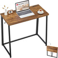 WOHOMO Folding Desk 39.4 in Rustic Walnut - Space-Saving Writing