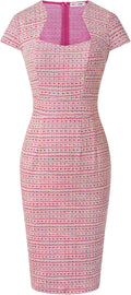 Women's Gorgeous Pencil Dress Cap Sleeve Tweed Pencil Dress - Elegant