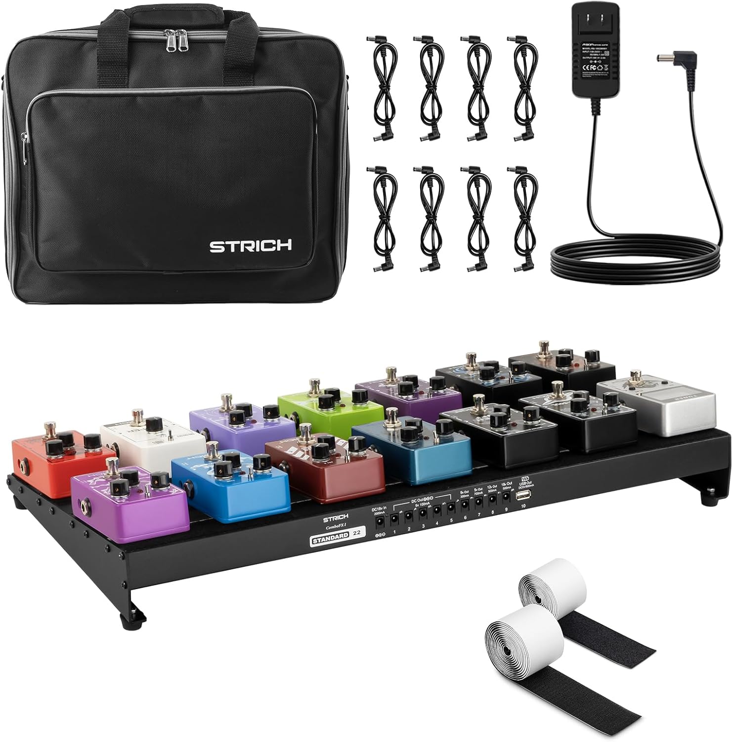 STRICH Pedal Board with Built-in Power Supply for Musicians