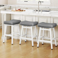 Counter Height Bar Stools Set of 3 Gray White - 24 in Saddle Seats