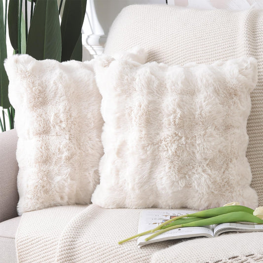 Thick Plush Wool Throw Pillow Covers for Cozy Home Decor