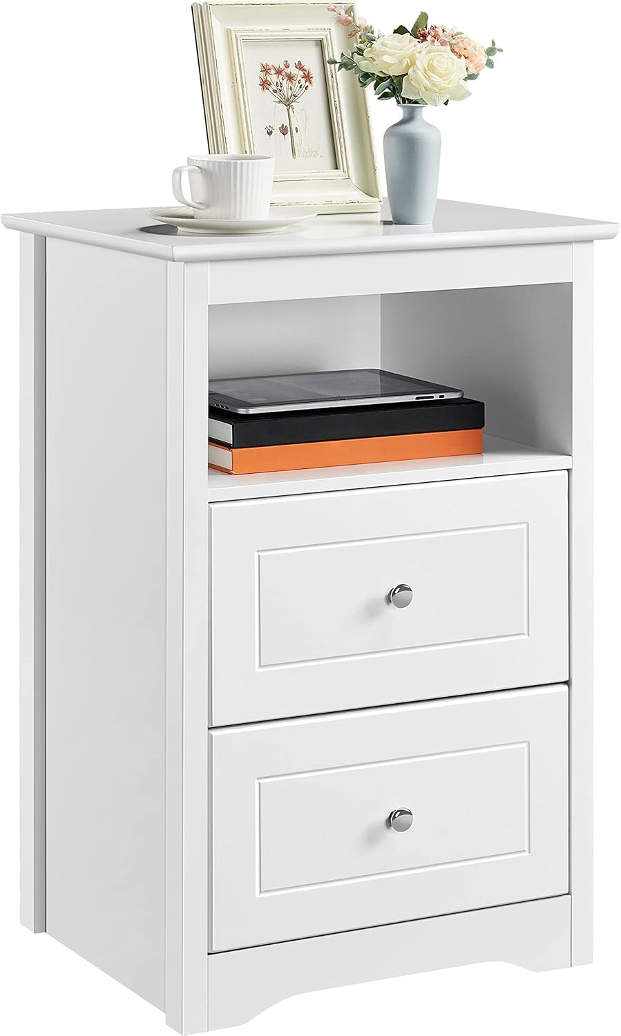 Yaheetech Nightstand with 2 Drawers and Open Shelf for Storage