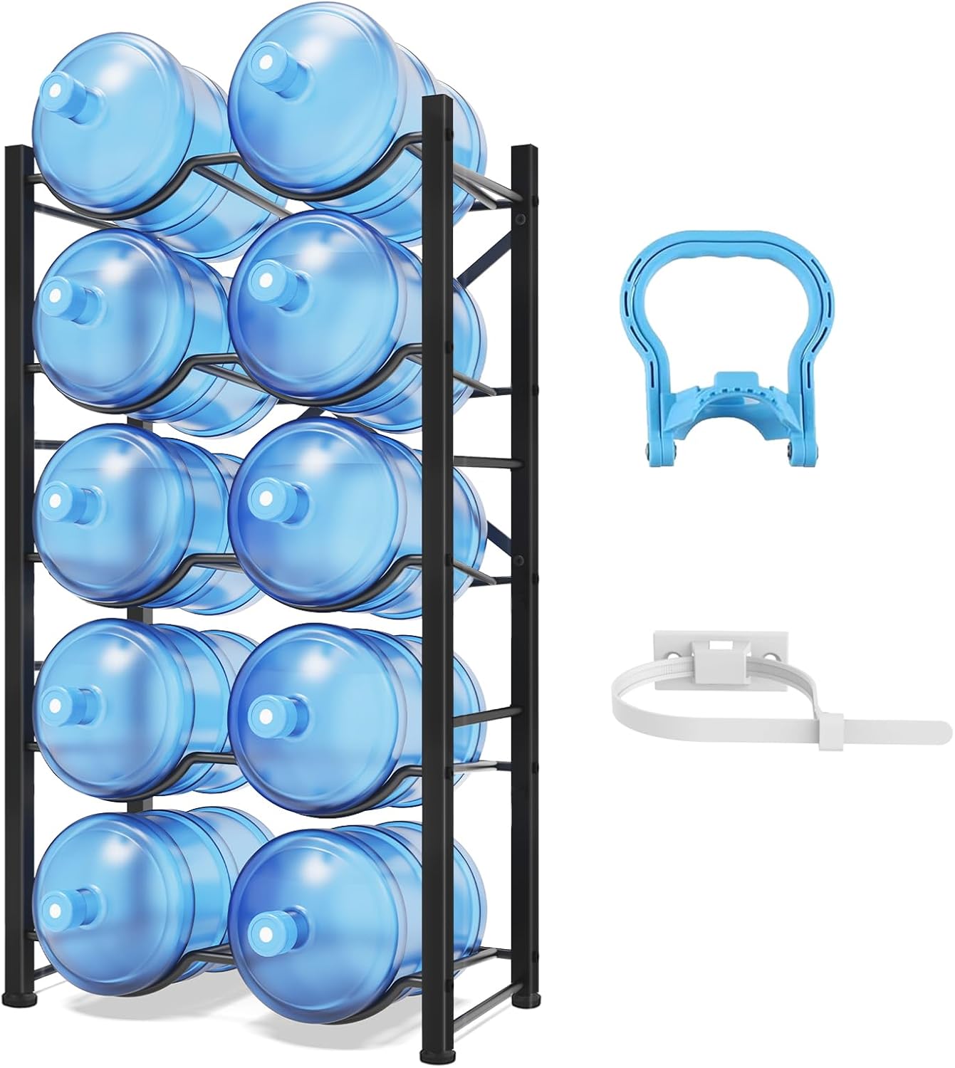 5 Gallon Water Jug Holder - Heavy Duty 5-Tier Bottle Rack