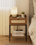 Masupu Nightstand with Charging Station - Compact Modern Bedside Table