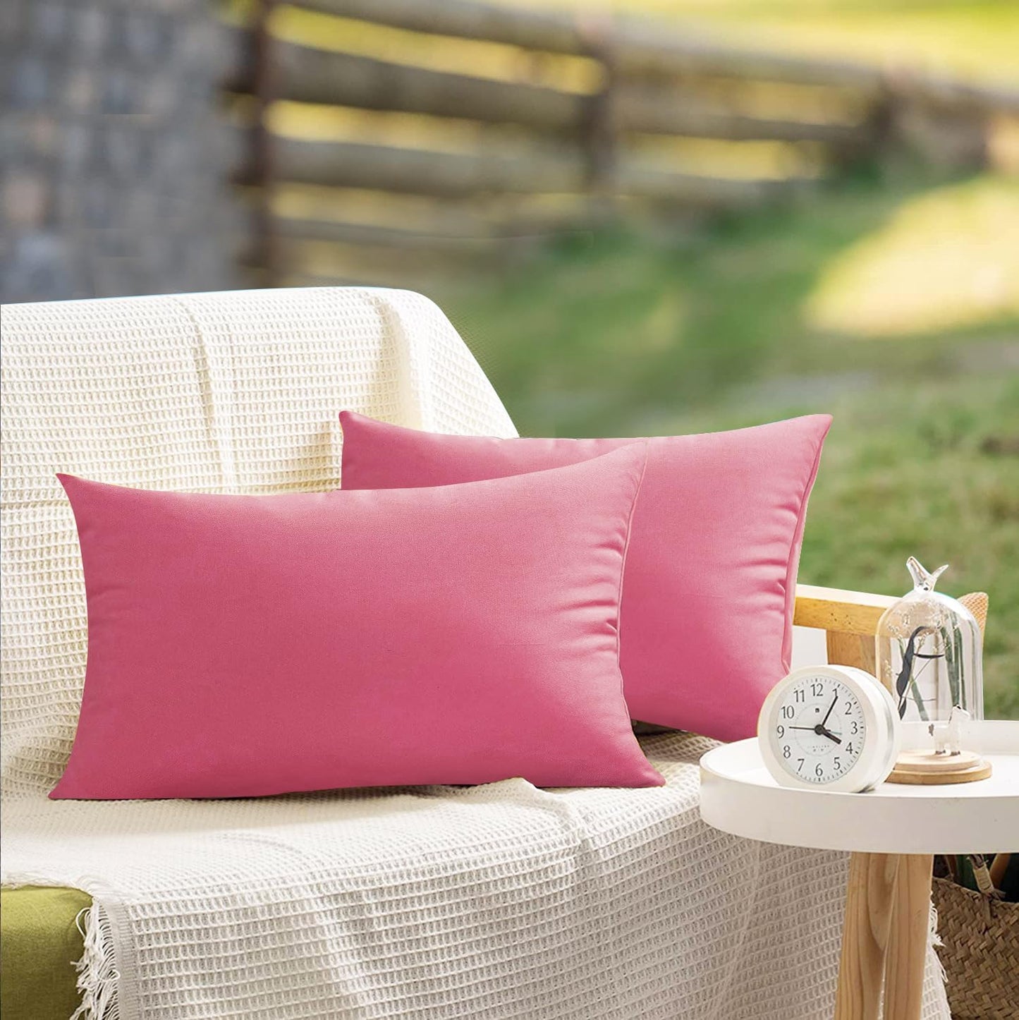 Set of 2 Hot Pink Outdoor Waterproof Pillow Covers by VAKADO
