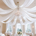 FUHSY 5ft x 30ft Wedding Ceiling Drapes White Sheer Panels - Elegant