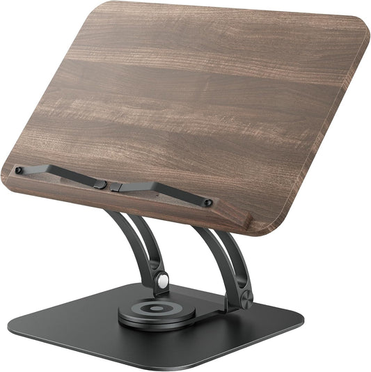 Tounee Book Stand for Reading with 360 Swivel Base and Clips